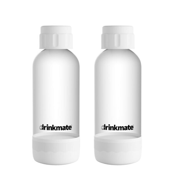 2 x 0,5 l PET-Flaschen mit Schraubverschluss, kompatibel mit dem Drinkmate OmniFizz Getränkesprudler und Wassersprudler | weiß
