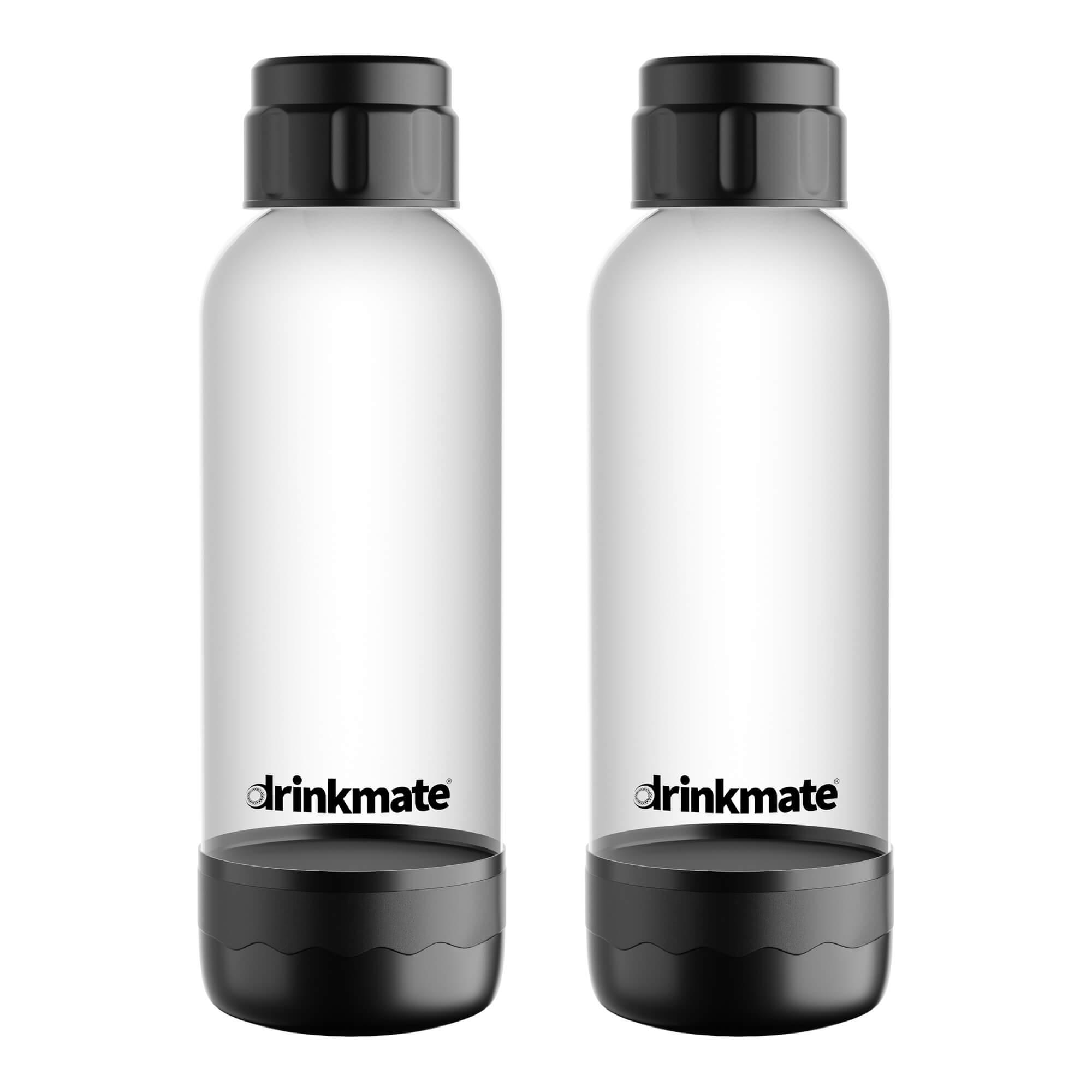 2 x 1 l PET-Flaschen mit Schraubverschluss, kompatibel mit dem Drinkmate OmniFizz Getränkesprudler und Wassersprudler | schwarz