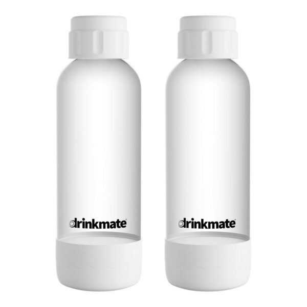 2 x 1 l PET-Flaschen mit Schraubverschluss, kompatibel mit dem Drinkmate OmniFizz Getränkesprudler und Wassersprudler | weiß