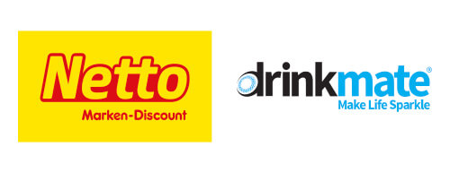 Drinkmate Getränkesprudler: Beitragsbild mit Netto und Drinkmate Logo für Artikel Drinkmate ab sofort im Netto Online-Shop erhältlich