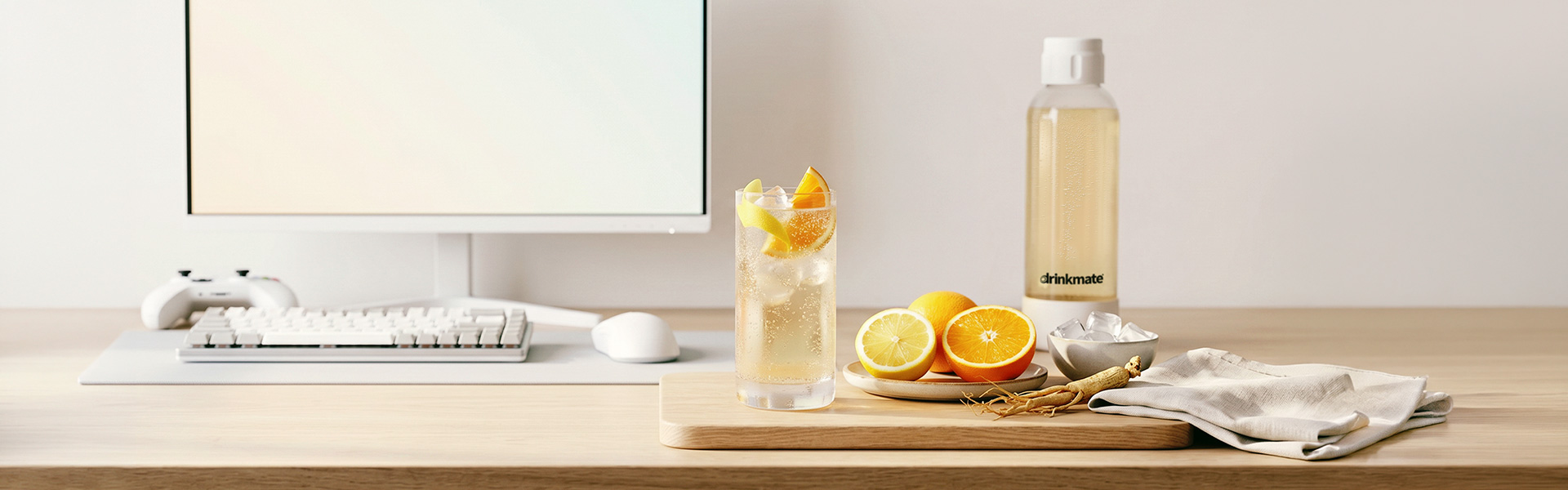 Drinkmate Getränkesprudler: Beitragsbild mit einem Glas für Rezept: XP-Boost-Energy-Fizz